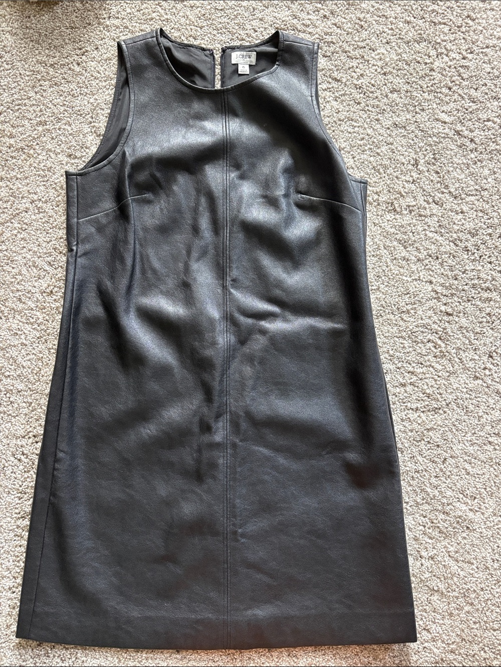 J. Crew Black Sleeveless Faux Leather Shift Dress